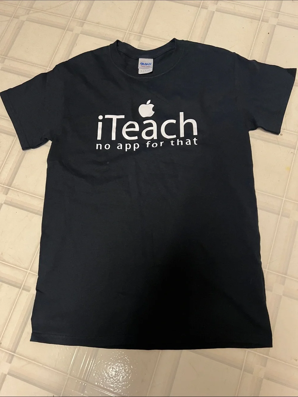 Gildan Black girls iTeach Graphic Tee with White Print